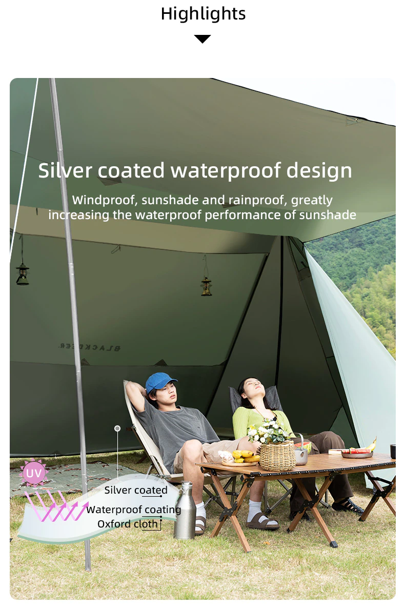 Cheap Goat Tents Blackdeer Shelter Tent Camping Silver Coated Big Tent Canopy Sunshade Rainproof Outdoor Camping Tarp   